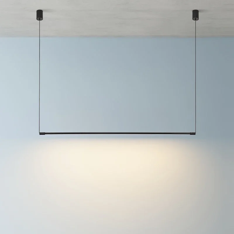 Moderna lampada a sospensione lineare a Led dimmerabile nera per tavolo da cucina sala da pranzo lampadario illuminazione di design apparecchio di lucentezza