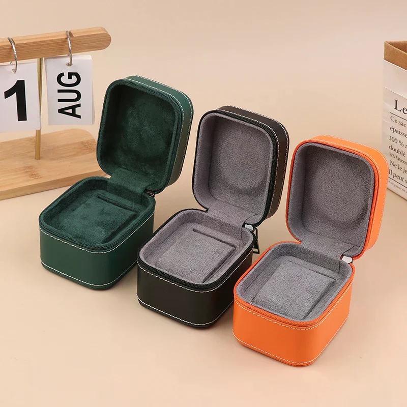 Advanced PU Leather Car Line Watch Box Business Pocket Watch Portable Zipper Fashion Single Watch Packaging Storage Box