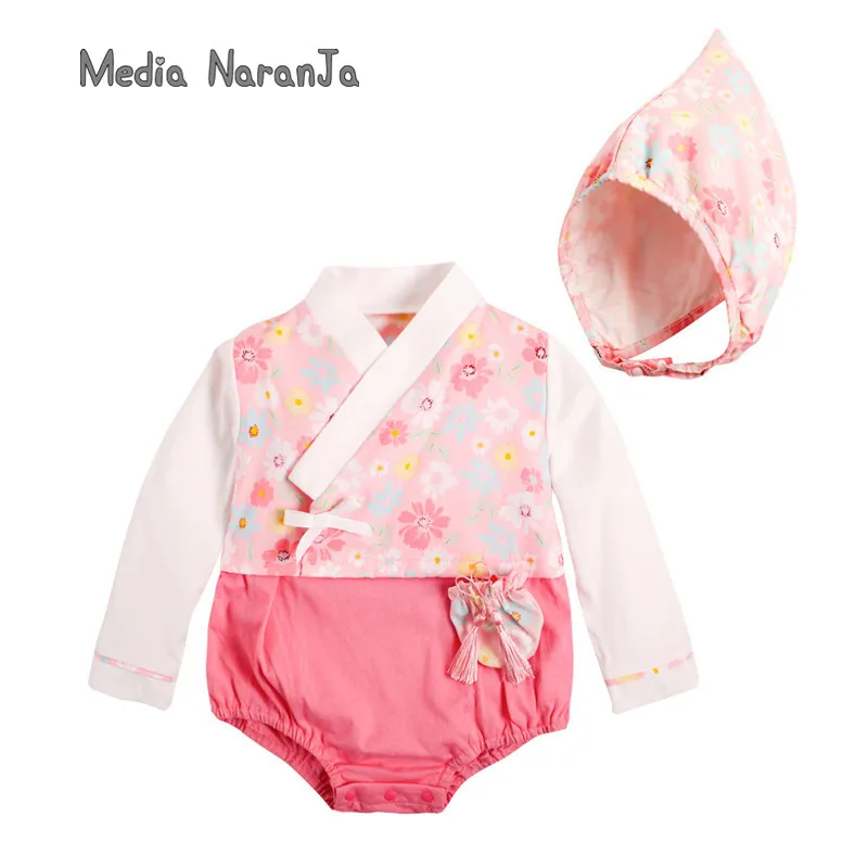 2022 Spring and  boys girls Baby korean style One-piece Suit With Hat