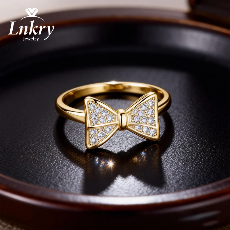 

Кольцо Lnkry с красивым узором в виде узлов, 14-каратное золотое покрытие, микроинкрустация кубическим цирконием, кольца для женщин и девушек, ювелирные изделия в европейском и американском стиле
