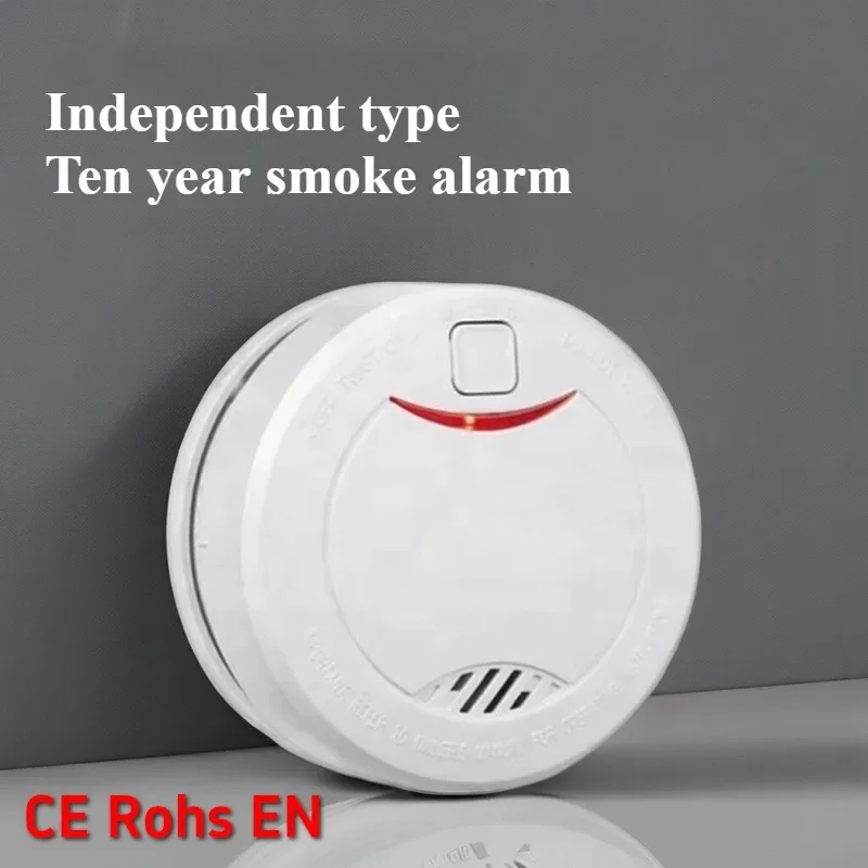 Home Independent Smoke Detector with Ceiling Mounted 3V Battery for Ten Years Wireless Detection Fire Sensing Alarm