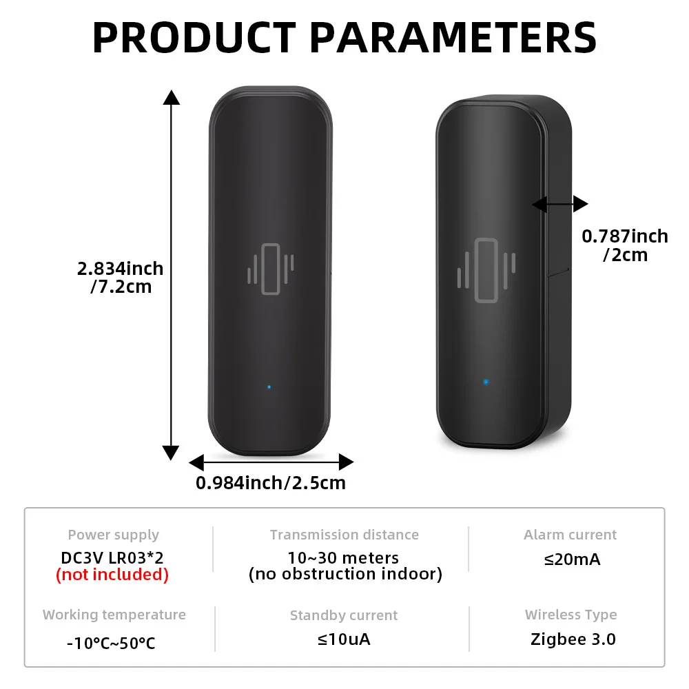 ONENUO-Tuya Smart Home ZigBee Vibração Sensor, Realtime Monitor App, Controle Remoto, Vida Inteligente, Self Defense Security Protection
