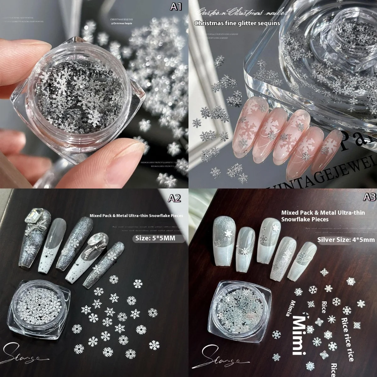Snowflakes Winter Nail Sequins Sparkling Christmas Flakes Spangles Nail Art Decoration Sticker Tips Nail Charm Manicure Salon