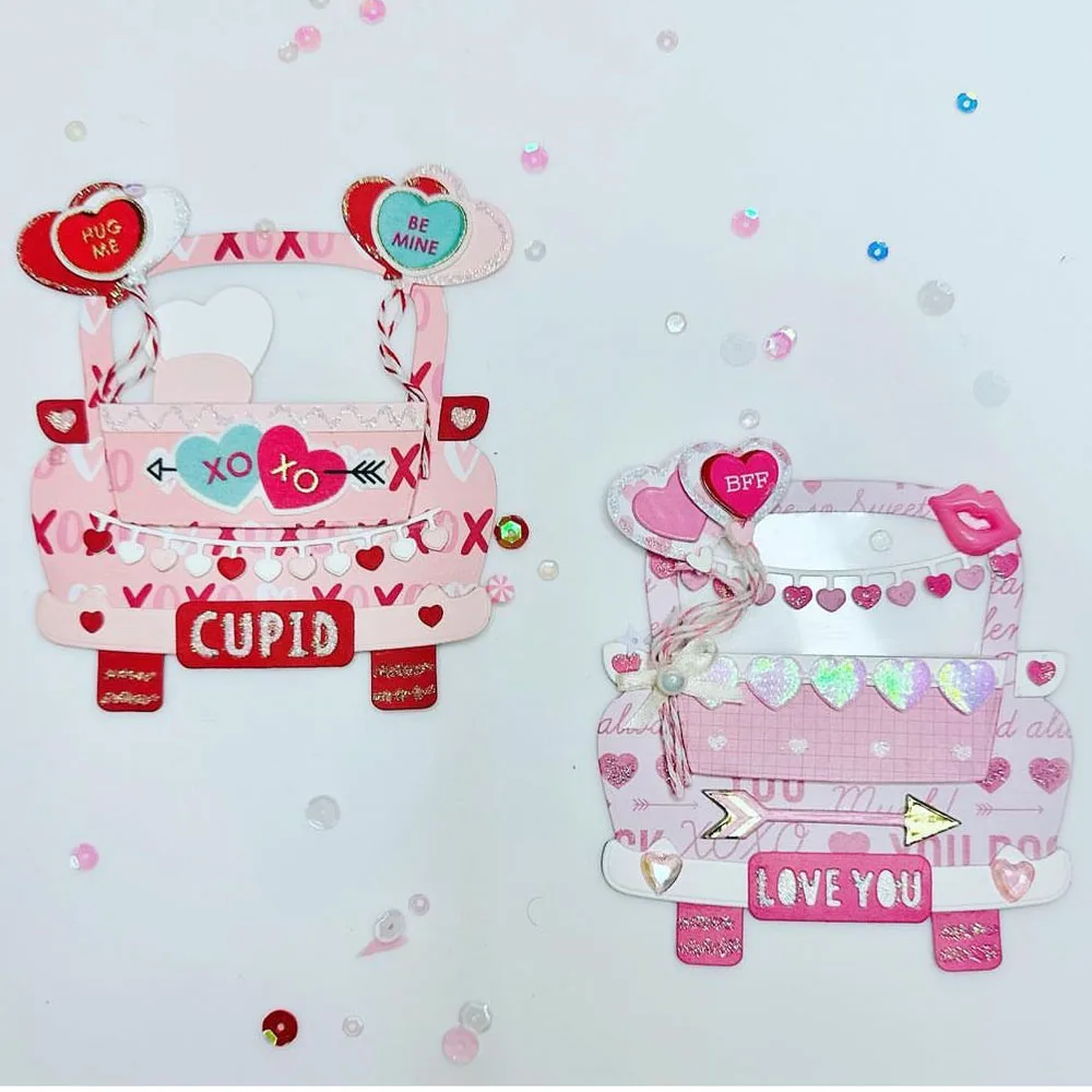 KSCRAFT Valentine Truck dodaj do metalu wykrojniki szablony do DIY Scrapbooking dekoracyjne wytłaczanie kartki DIY