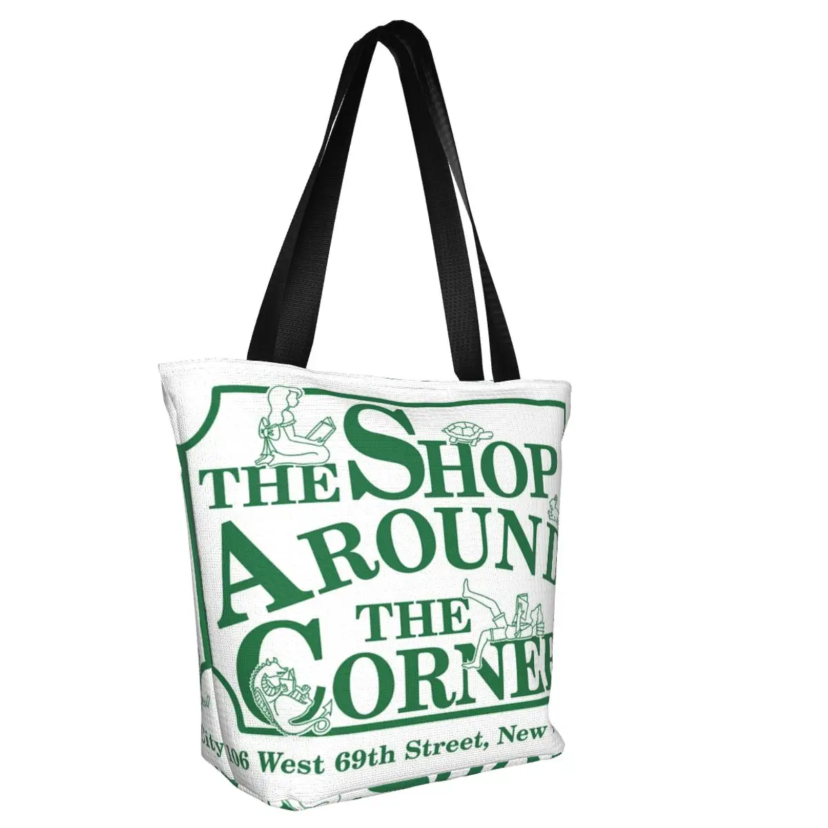 Shop Around The Corner Casual Shoulder Tote Shopping Bag Lightweight Zip Pocket Bag For Travelling Christmas Present