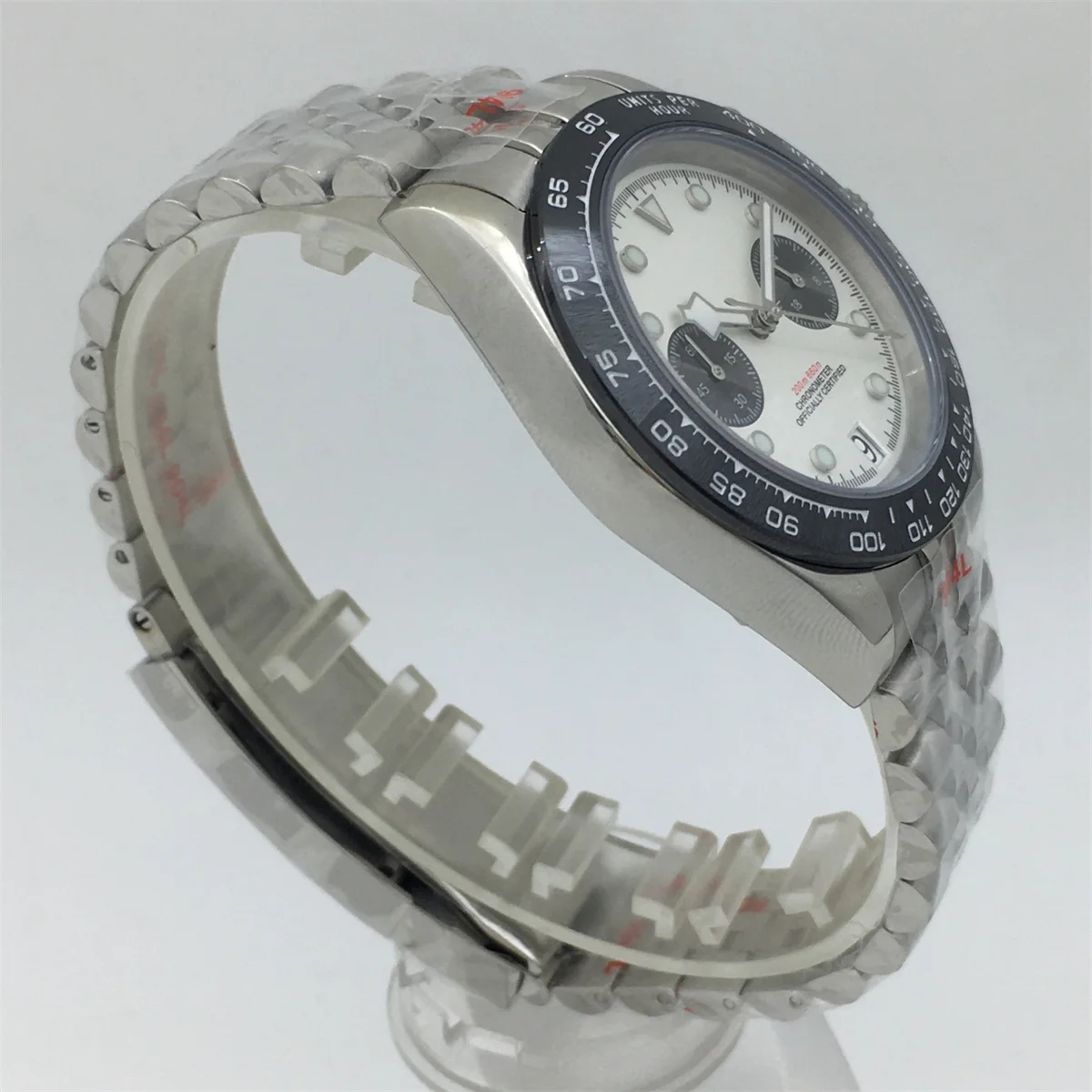 BLIGER 39mm bianco rosa blu quadrante luminoso lancette fiocco di neve VK64 cronografo al quarzo luna da uomo 5 pin 6 o 'clock date punchhireglass