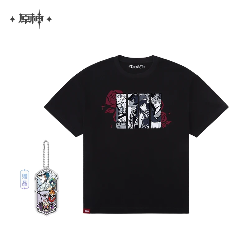 Pre-sale MiHoYo Official Genshin Impact 100% Cotton Men Women Casual T-shirt Arataki Itto Printed Cosplay Kaeya Venti White Tees