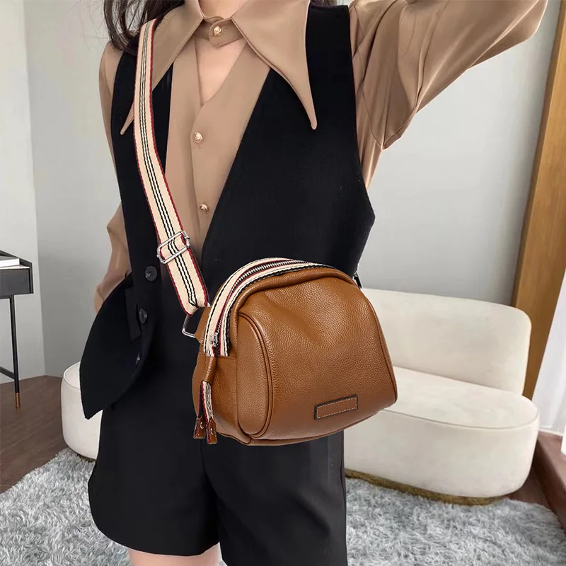 Brand Designer Real Genuine Leather Small Shell Crossbody Bags Fashion Women's Crossbody Bags Cowhide Shoulder Bag Ladies