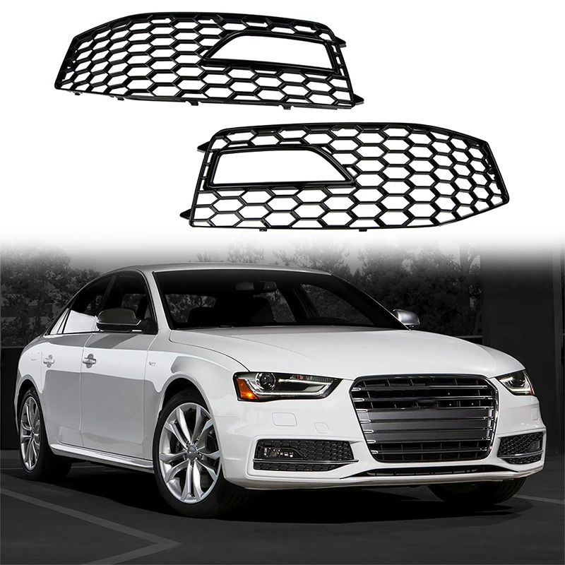 

1 Pair Fog Light Grilles 8K0 807681 L 8K0 807682 M For Audi A4 S-line S4 2013-2015 Black Bumper Fog Light Lamp Cover Parts