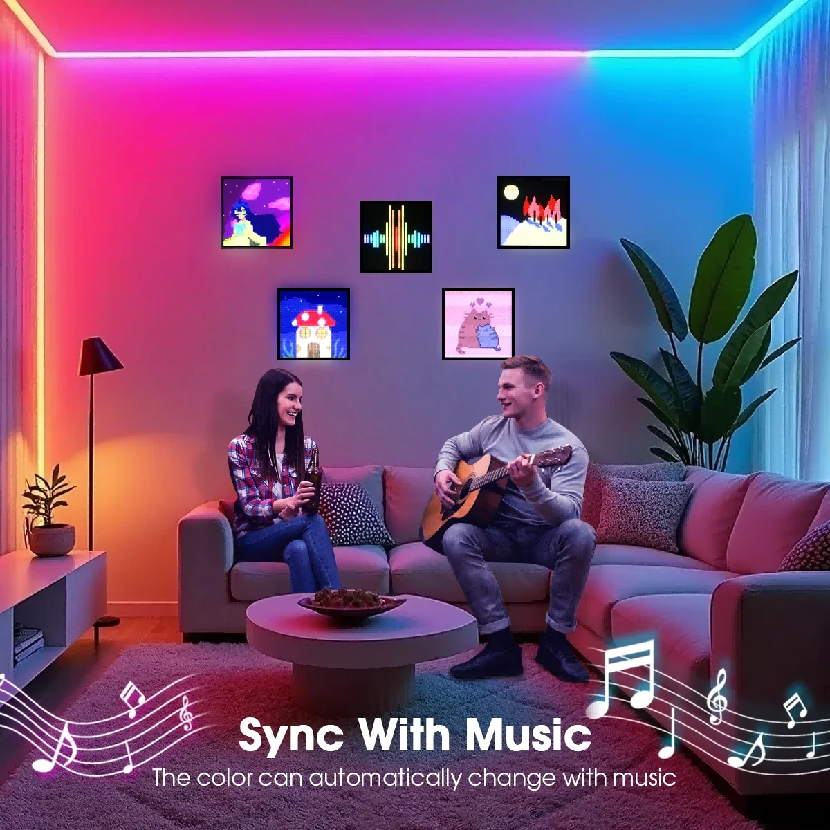 LED Smart Pixel Display Night Light Smart APP Control RGB Programmable Matrix Screen DIY Text Animation Graffiti Home Gift