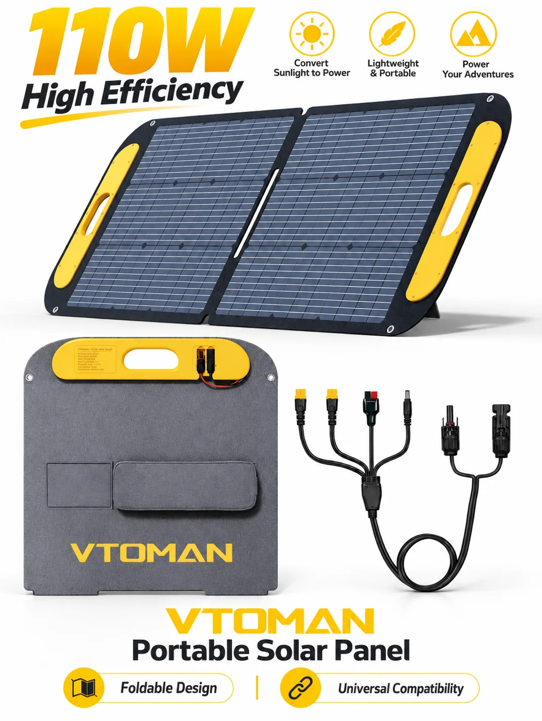 Outdoor Power Kit - VTOMAN 110W 19V, Panel Surya Portabel