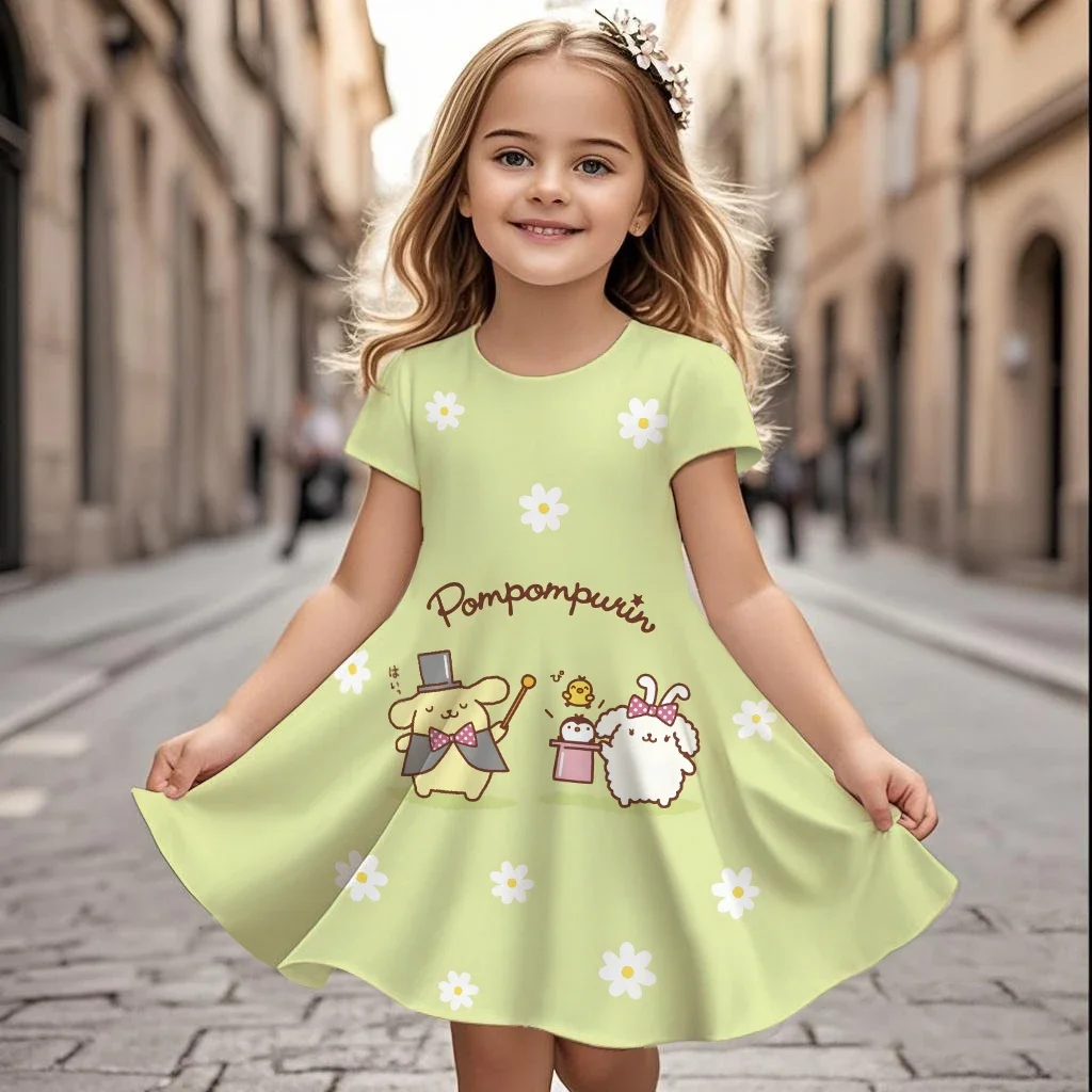 فستان ديزني الجديد بوم بوم بورين كارتوني أنيق للفتيات بطباعة ثلاثية الأبعاد لطيف للأطفال مريح للصيف بأكمام قصيرة للأطفال #4