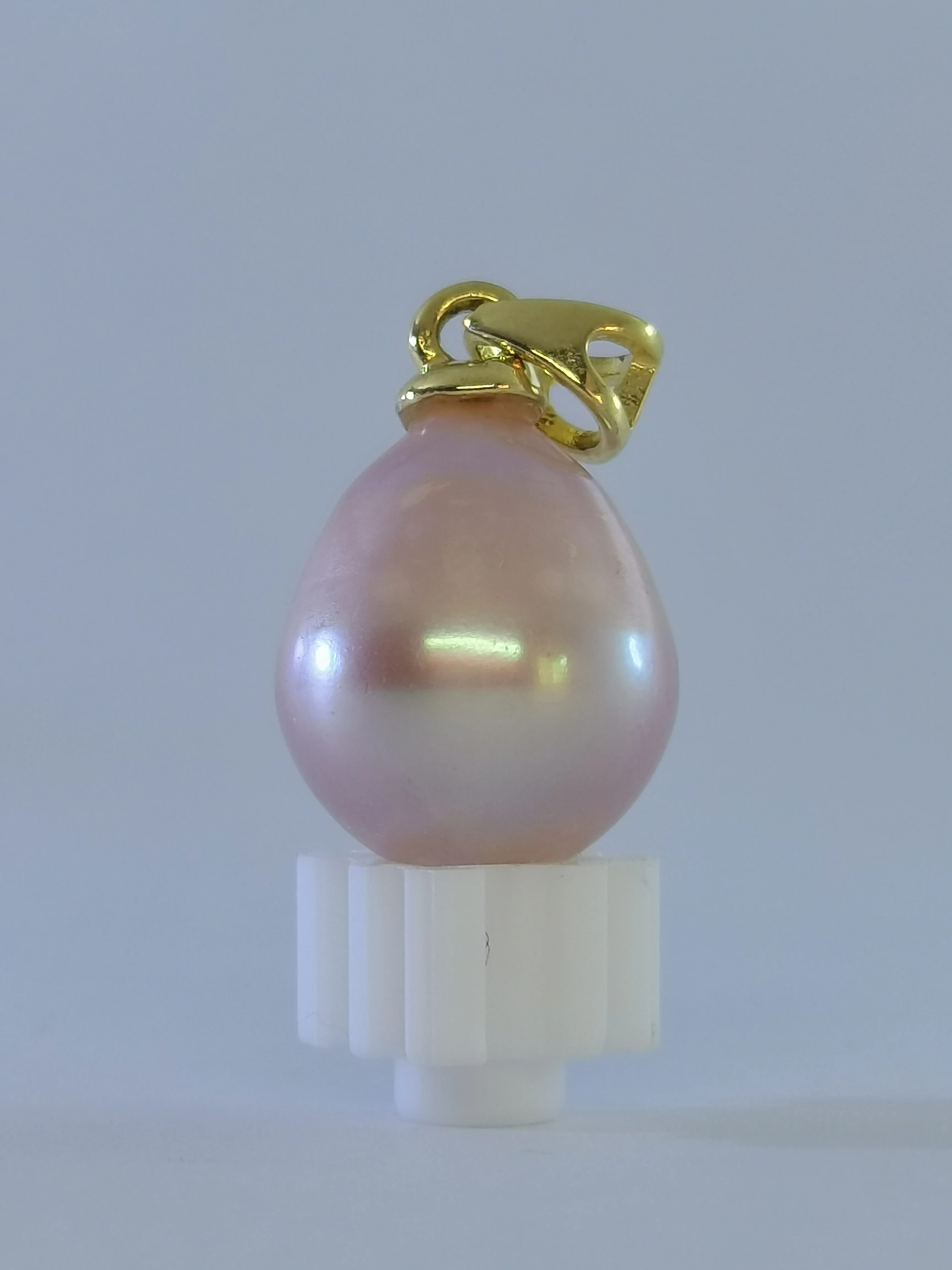 HUGE NICE 11-13mm Natural South Sea Pink Pearl Pendant 14K Yellow Gold Physical photos