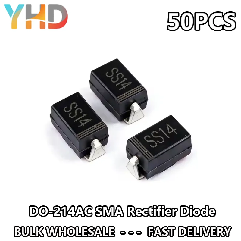 50PCS M1 M2 M4 M7 SS12 SS14 SS16 SS24 SS34 SS36 SS110 SS210 SS310 RS1M RS2M ES1J US1M ES1D 1N4007 DO-214AC SMA Rectifier Diode