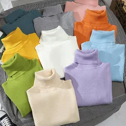 FIGOHR Fashionable Autumn Winter Women's Turtleneck Sweater with Long Sleeves and Cashmere Blend Ribbed Sweaters