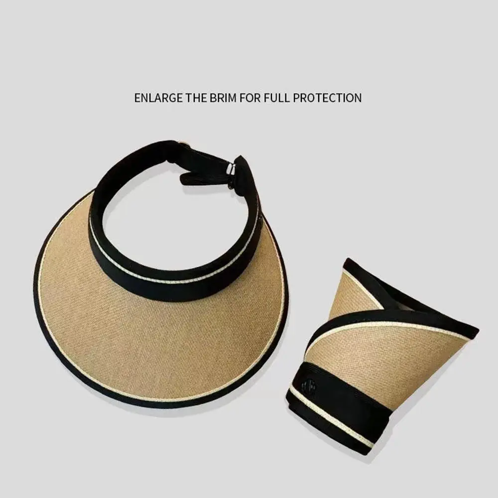 Sunscreen With Lanyard Cover Face Visor Hat Sun Visor Letter Beach Cap Women Sun Hat Straw Cap Summer Sun Cap Sunscreen Hat