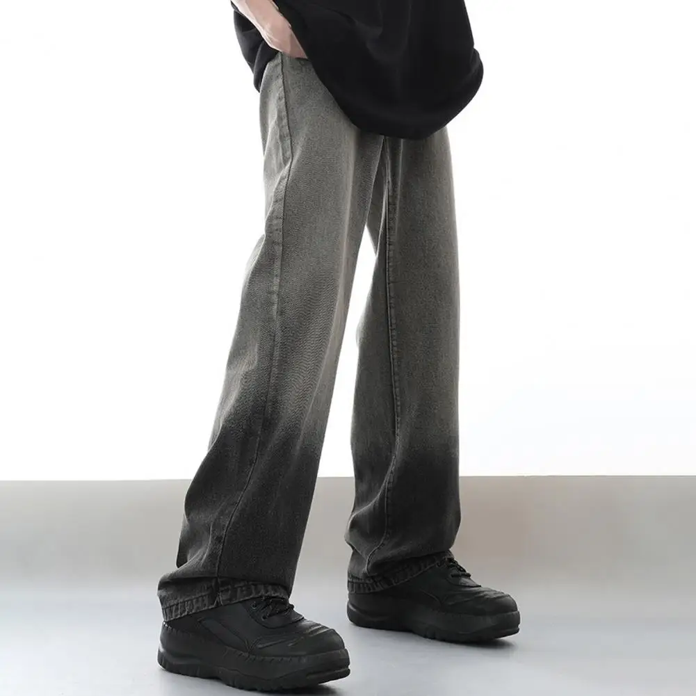 Gradient  Trendy Male High Street Long Denim Pants Comfortable Men Trousers Mid Waist   Daily Wear