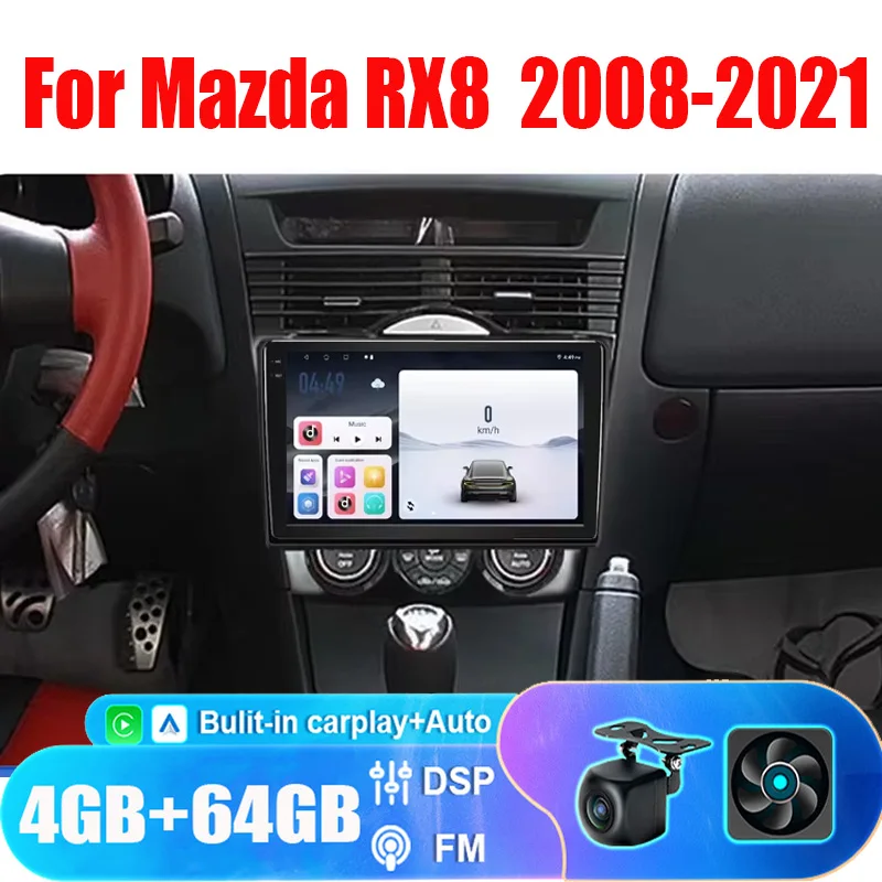 

9''6+128GB 2din Car radio Android For Mazda RX8 2008-2021 Car Radio Multimedia Player GPS Carplay Androidauto WIFI