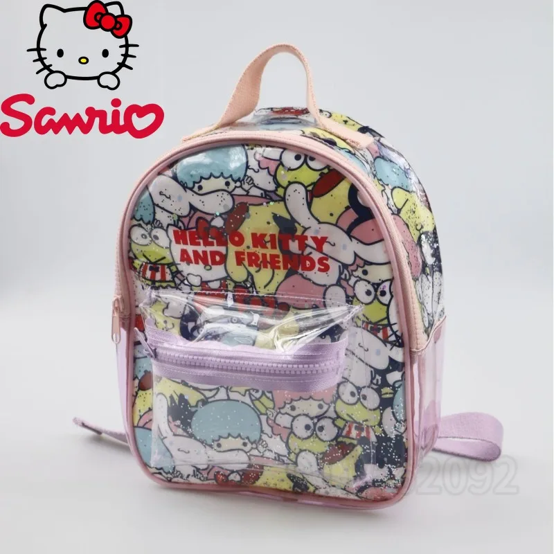 Sanrio New Children's Backpack Transparent PVC Sequins Fashion Children's Schoolbag Cartoon Cute Waterproof Mini Backpack