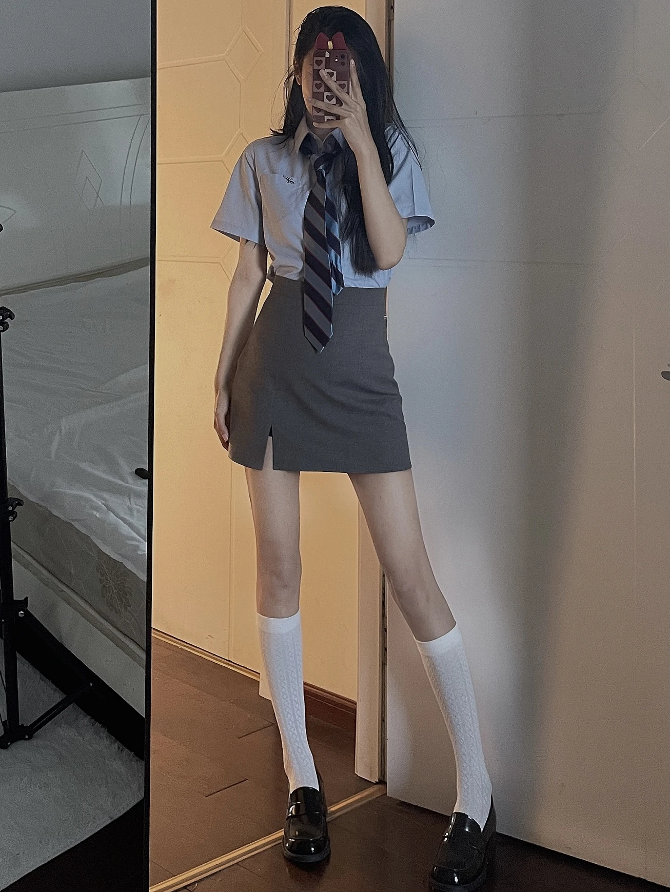 

Korean Sle A-Line Cutout f Skirt Salted Plum Mermaid ort Skirt Women High Waist ature College Sle Commute