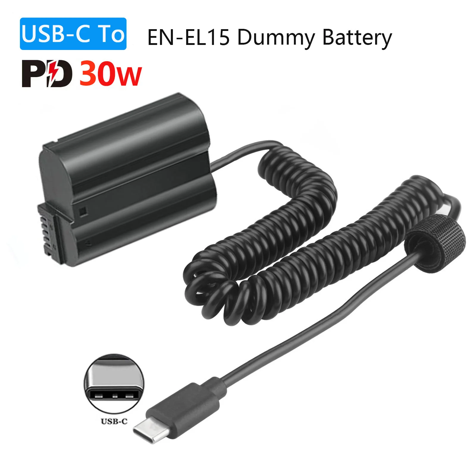 EP-5B USB-C Power Coupler To EN-EL15 Dummy Battery for Nikon Z5, Z6, Z6 II, Z7, Z7 II, Z8, D500 D610 D750 D780 D800 D800e D810