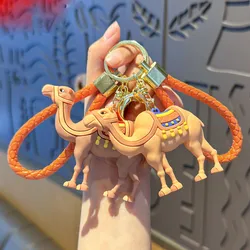 Cartoon Lucky Camel Doll Pendant Keychain Mini Simulated Camel Auspicious Animal Keyring for Women Backpack Accessories Key Ring