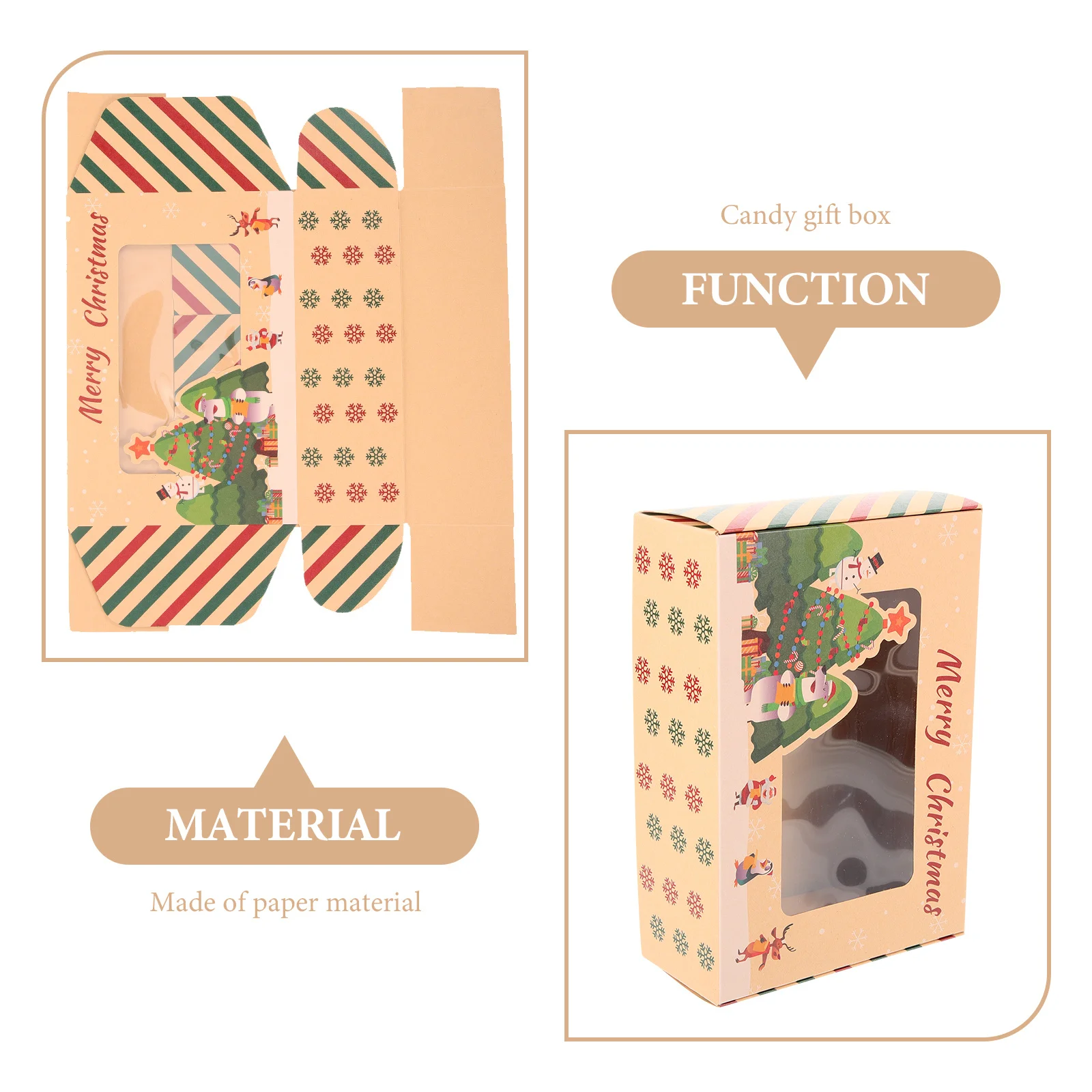 

5Pcs Bakery Box Christmas Cookie Box with Clear Window Paper Treat Boxes for Candy Gift Packaging Lightweight Easy Assembly Red