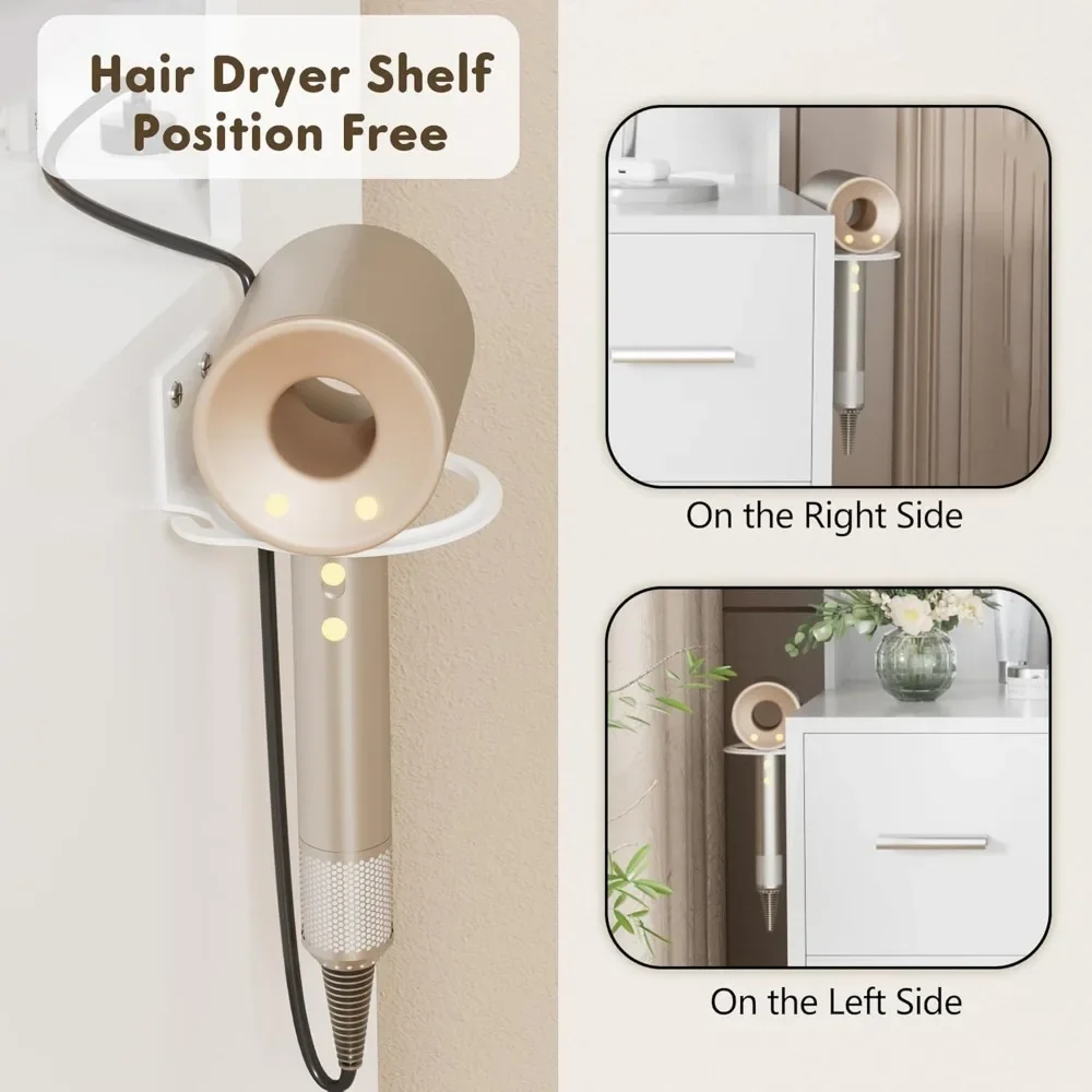 Makeup Vanity Desk with Power Outlet, 7 Drawers Vanity Table with Cushioned Stool, 3 Lighting Modes Brightness Adjustable,White