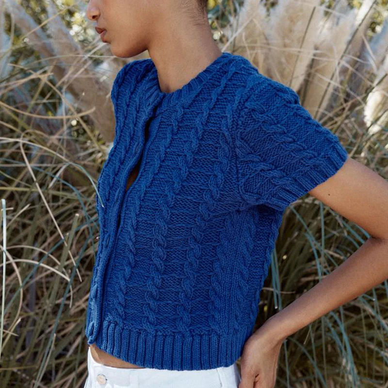 Faionable Prendas de abrigo de punto ort Sve redondas Ne con protrusión Primavera 2025 Regula de fibra de poliéster Street Sle para mujer...