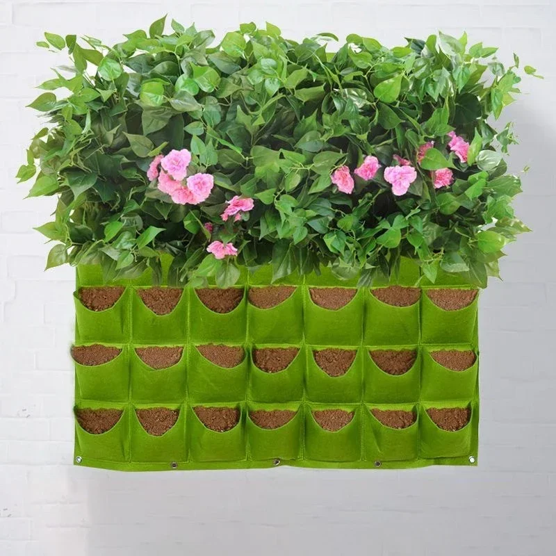 Premium 1Pc 9/18 Pocket Vertical Wall Hanging Planter Bag Garden Flower Pouch For Indoor Outdoor Gardening