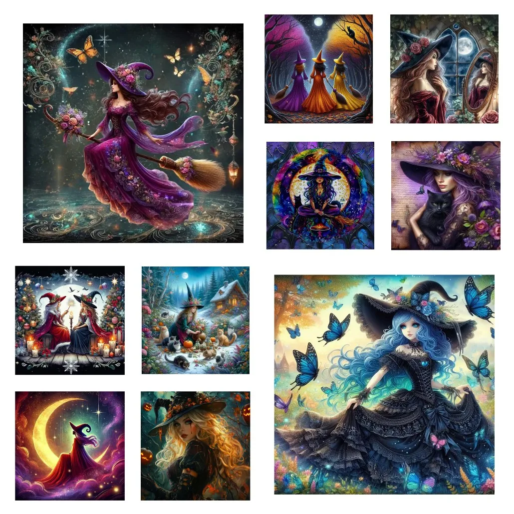 

Halloween Witch Butterfly Black Cat Moon DIY Jigsaw Puzzle Home Decor Adults Puzzle Game Family Fun Puzzles Educational Gift
