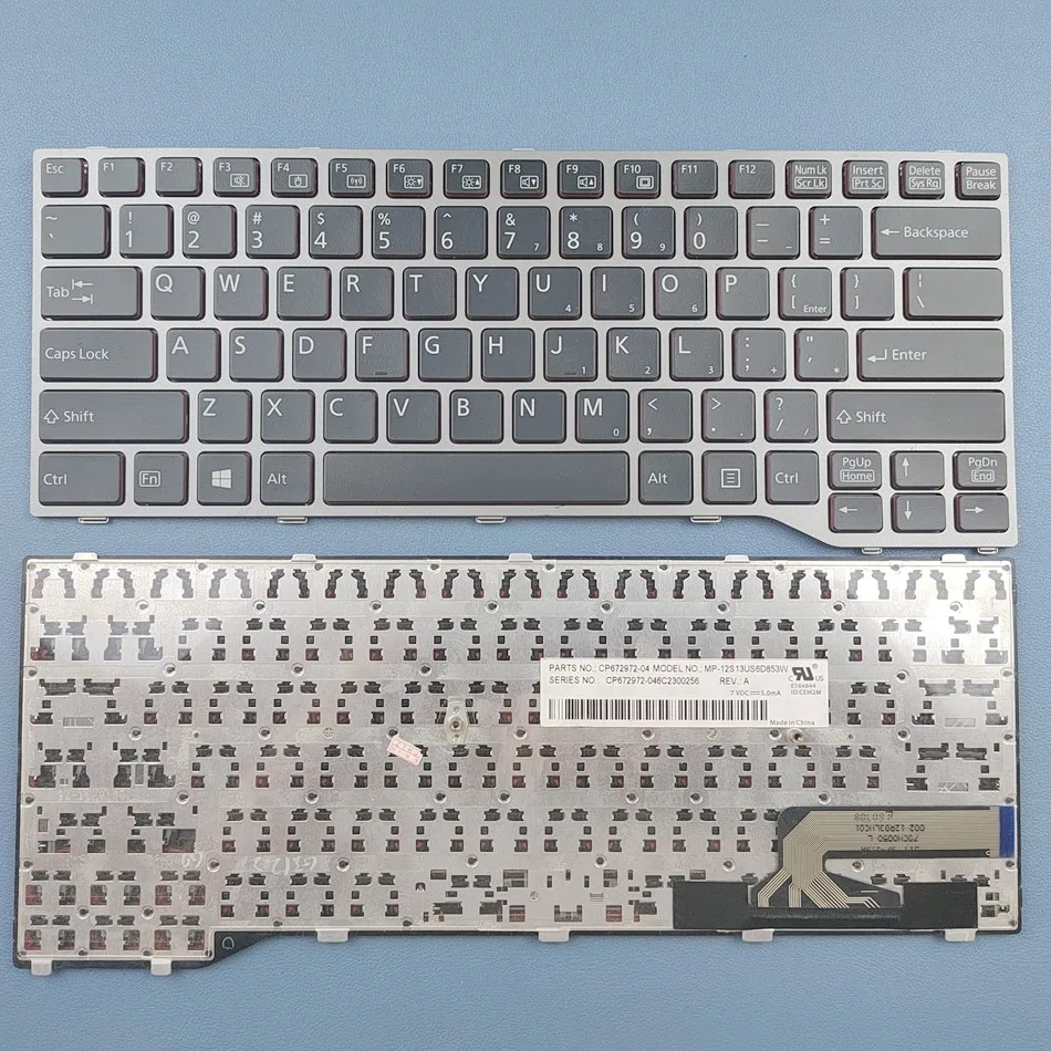 

US Laptop Keyboard For Fujitsu Lifebook T725 T726 Series with Silver Frame US Layout