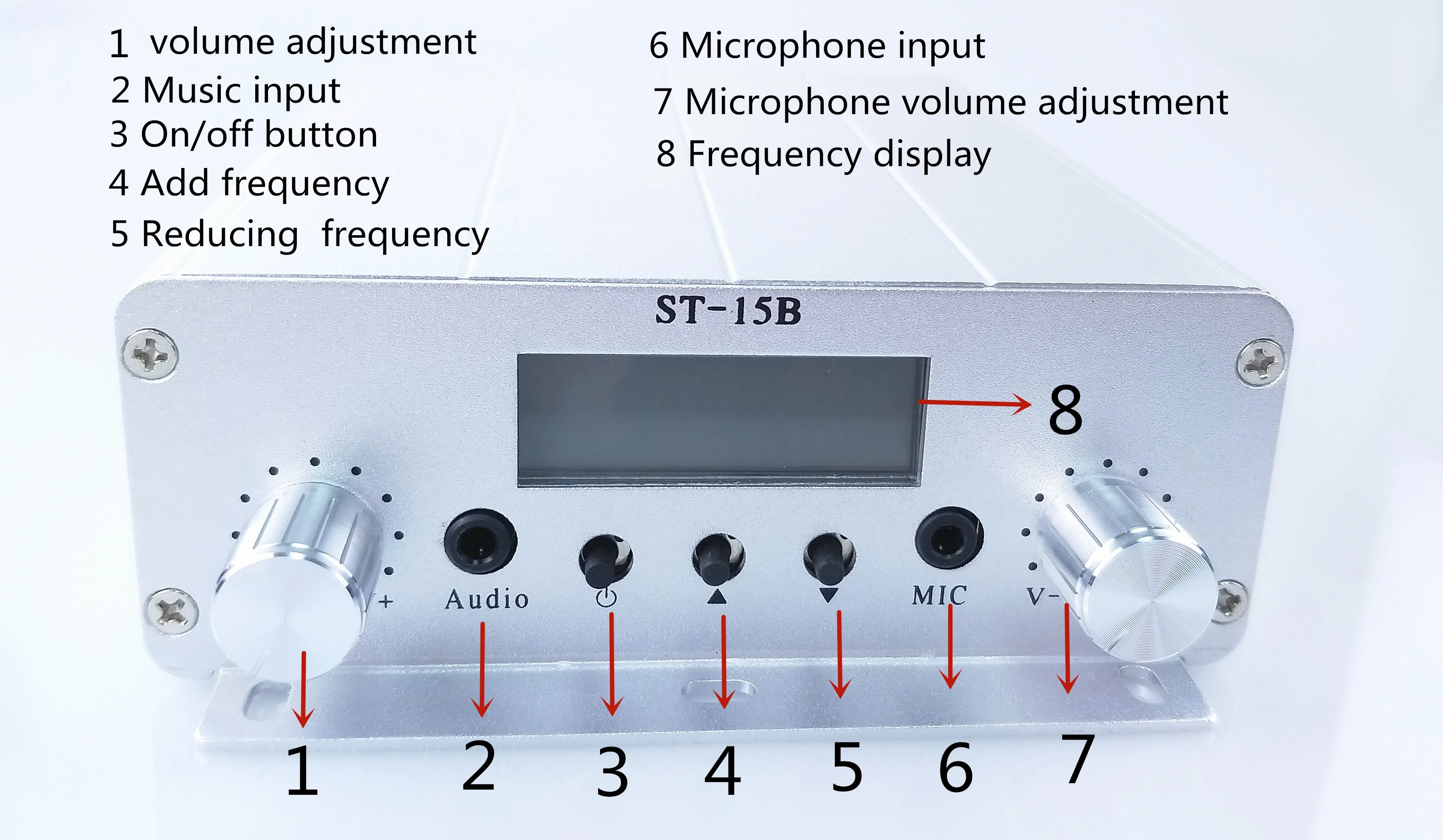 V2 15W 87-108MHZ only host BNC/TNC ST-15B Frequency modulation broadcast transmitter Rf fm  stereo transmitter