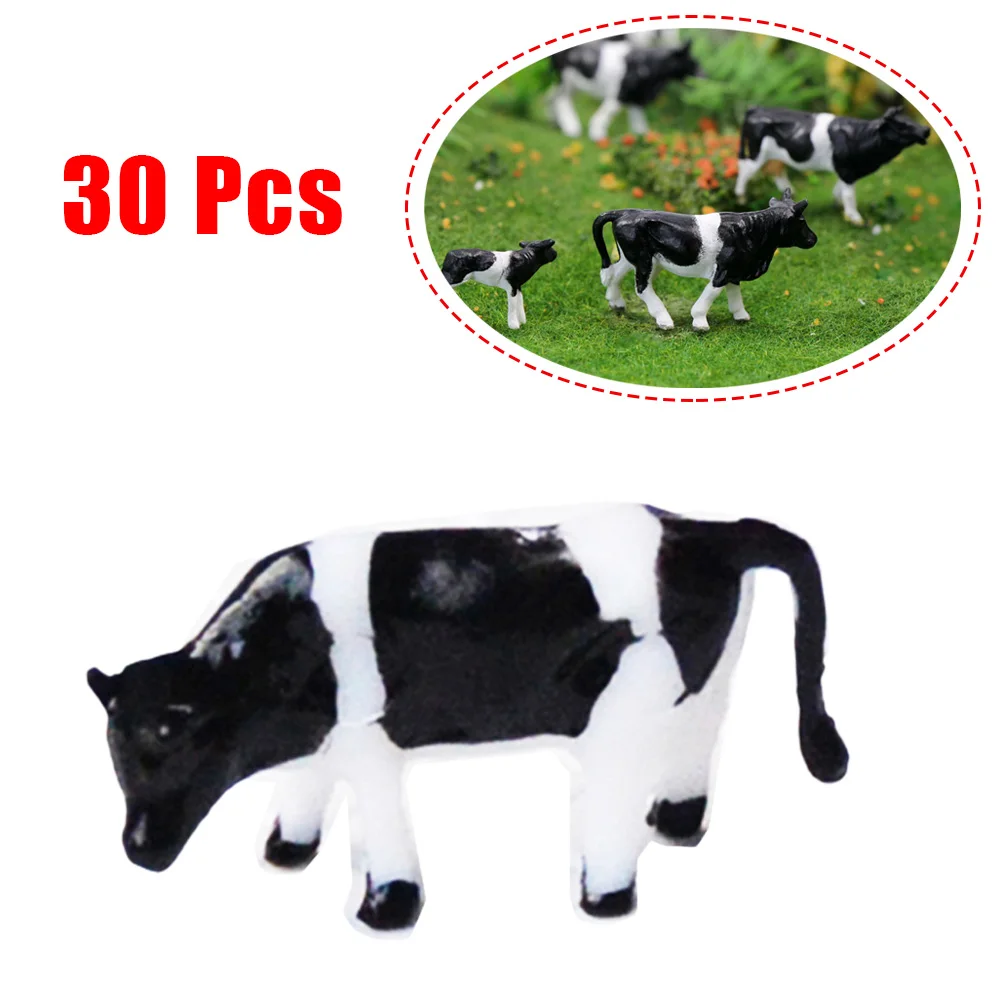 Animaux agricoles peints à l'échelle HO, 30 pièces, 8 Poses différentes, modèle de chemin de fer 1:87, Kit de construction de maquettes, P8714