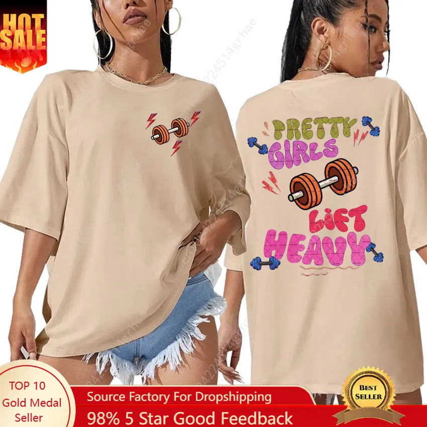 

Funny Pretty Girls Lift Heavy Muscle Fitness T-Shirt Men Women Retro Aesthetic Short Sleeve T-shirts Casual Pure Cotton T Shirt