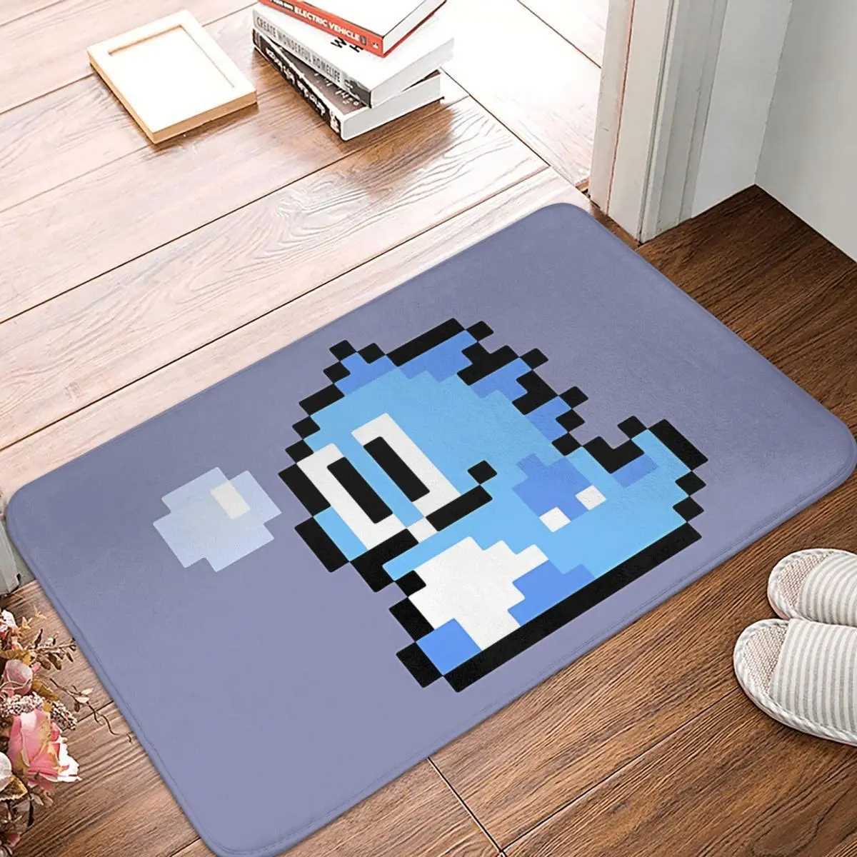 Pixel Blue Bubble Bobble Game Dragon Non-Slip Carpet Doormat Bedroom Bath Mat Welcome Decoration Rug