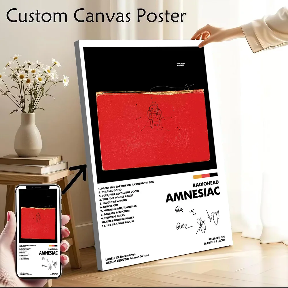 Radiohead Amnesiac Canvas Poster Customizable Printed Canvas Painting Wall Art for Fans Home Decorations Gaming Room Decoration