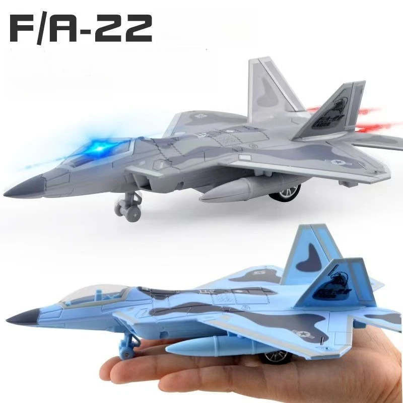 

Модель истребителя F-22 Raptor, модель самолета из сплава, военная модель самолета, украшение, игрушки, подарки со звуком и светом