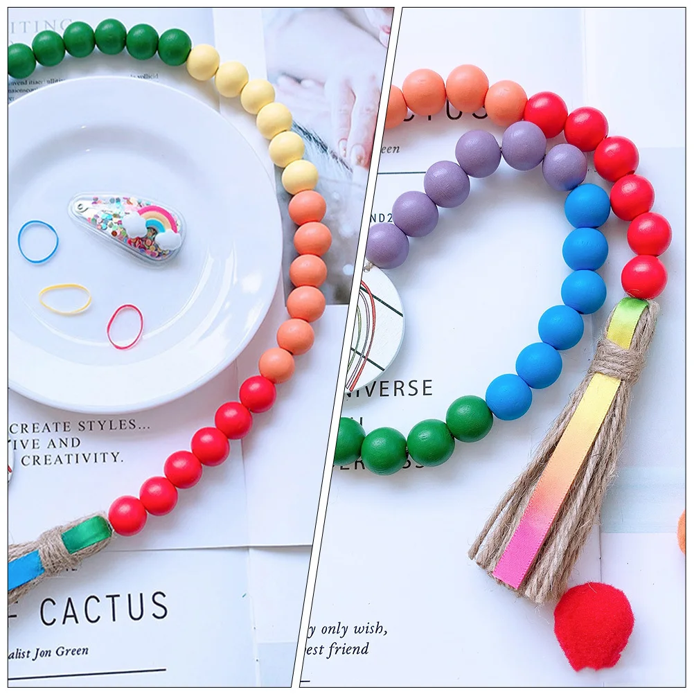 

1Pcs Hanging Bead Decor Wooden Chain Tassel Pendant Reusable Home Decor Wall Vase Jar Door Handle Decoration Indoor Craft