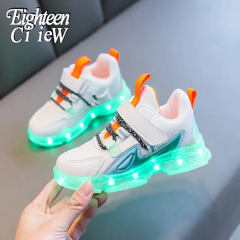 Kids Glowing Sport Shoes Size 26-37 Boys Girls Light Up Sneakers