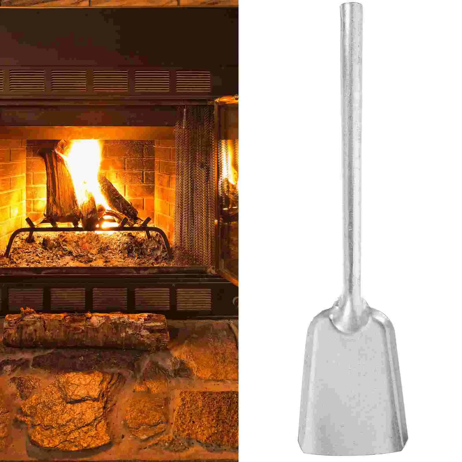 

Griddle Accessories Soot Stove Cleaning Spatula Scoop for Coal Ash Long Handle Silver Fireplace