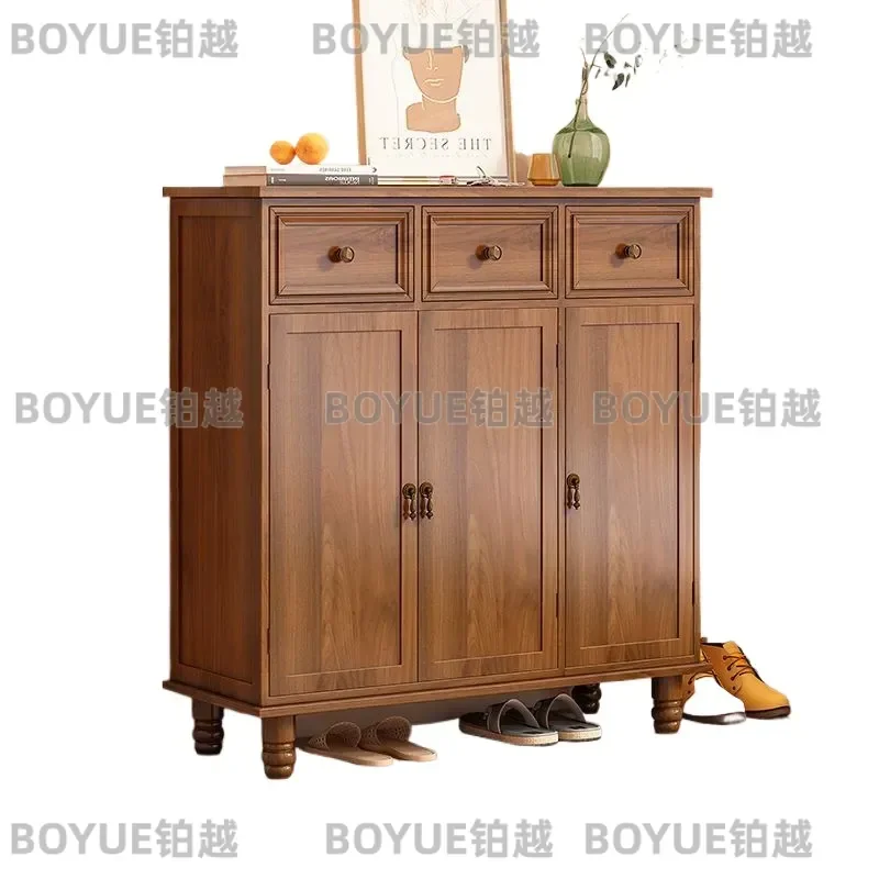 for American Household Large Capacity Porch Cabinet Solid Wood Multi-layer Shoe Storage Economical Entryway Locker