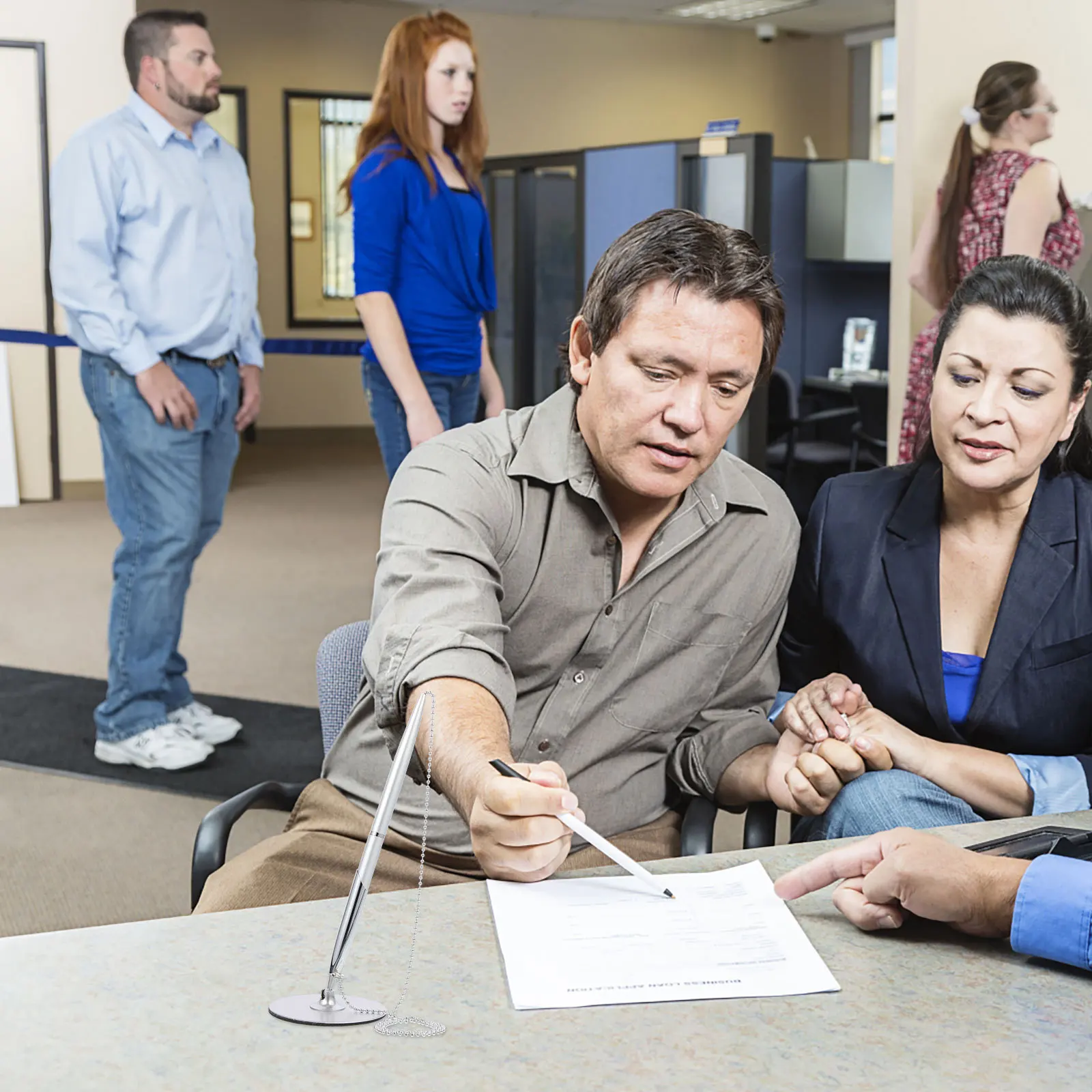 

Вертикальный стол премиум-класса с цепочкой, офисная ручка для бизнес-вывесок, износостойкая шариковая ручка для конференц-банка