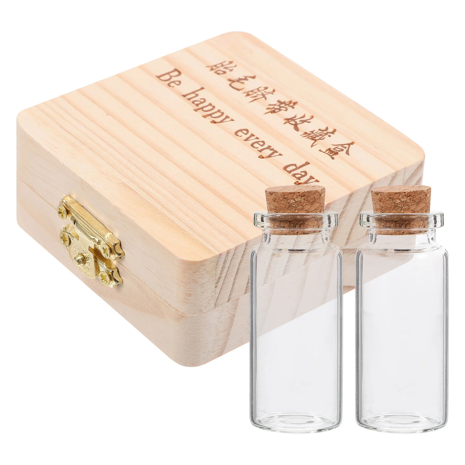 Souvenir Box Lanugo Umbilical Cord Preservation Baby Boy Storage Boxes Saver Wooden Bottle