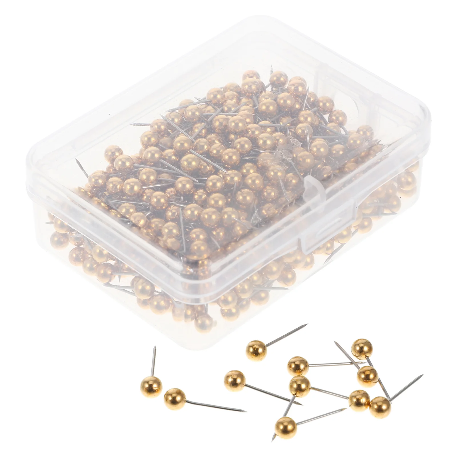 

400PCS Round Head Map Flag Push Map Tacks Metal Fixed Plastic Round Ball Needle Cork for School Home Office (Golden)