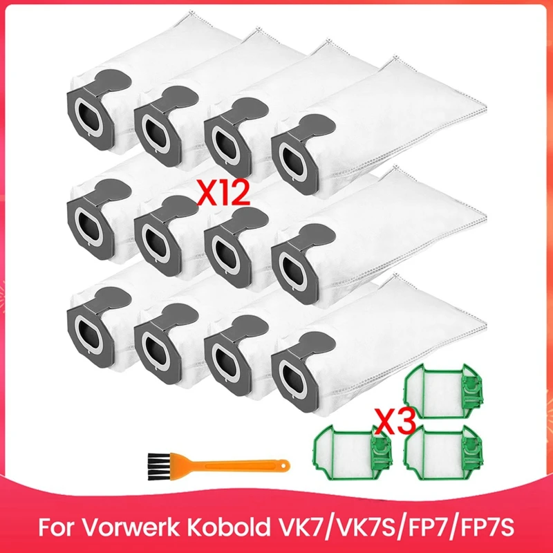 

Vacuum Cleaner Bags For Vorwerk Kobold VK7, VK7S, FP7, FP7S With 3 Motor Protection Filters Replacement Partsm12k