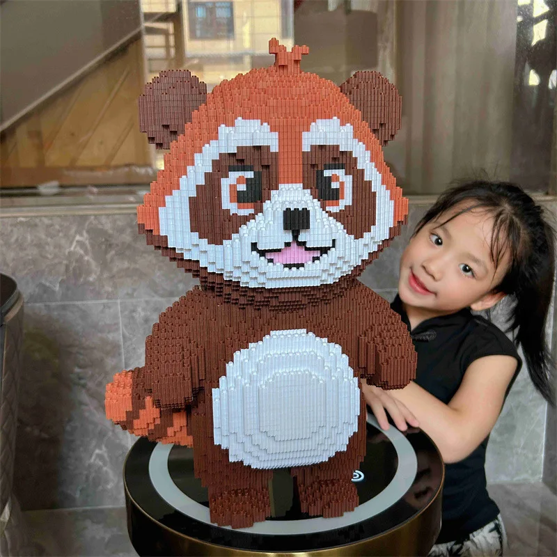 Kawaii 3D DIY mapache juguete de bloques de construcción marrón música oso banda figura de fiesta modelo divertido Animal Kit de montaje regalo de cumpleaños
