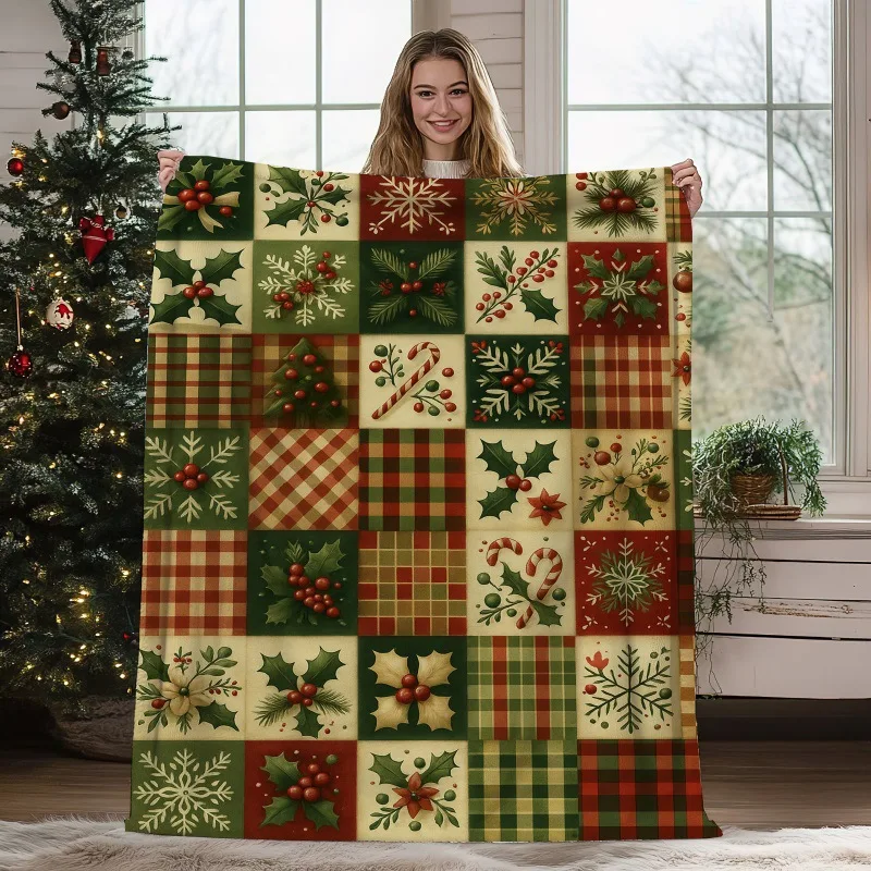 Modern Christmas Tree Blanket Cute Pink Geometric Pattern Cozy Throw For Luxury Living Room Sofa Bed Couch Home Decoration New