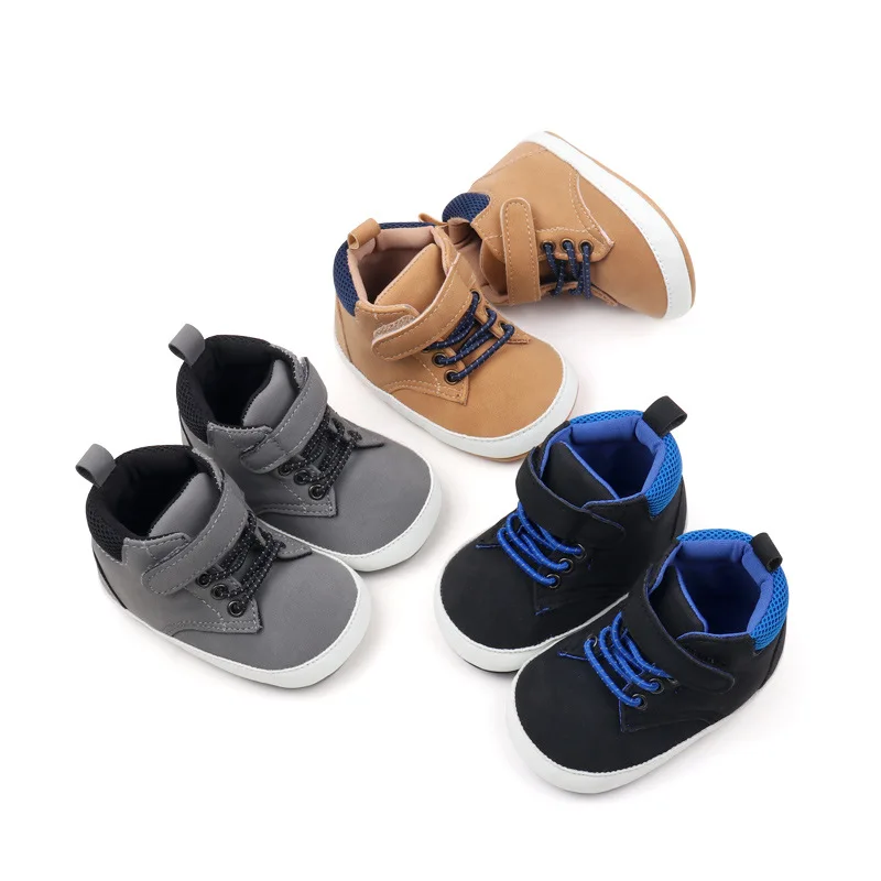 Spring and autumn infants and young children warm soft-soled non-slip toddler  0-1 years old high-top shoes boys