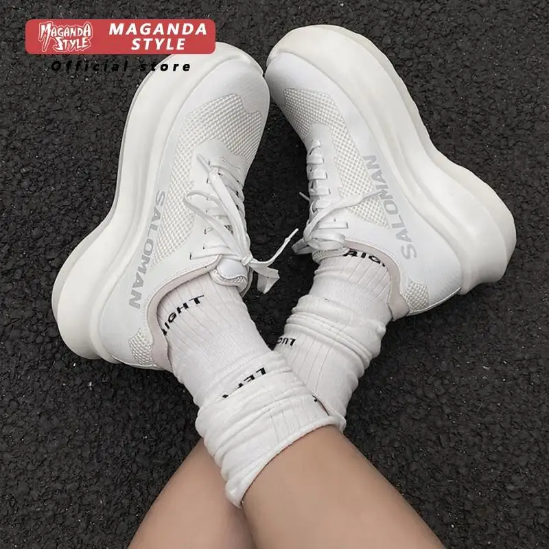 Height increased by 7CM white mesh dad shoes men's versatile casual sports shoes small sponge sole breathable white shoes